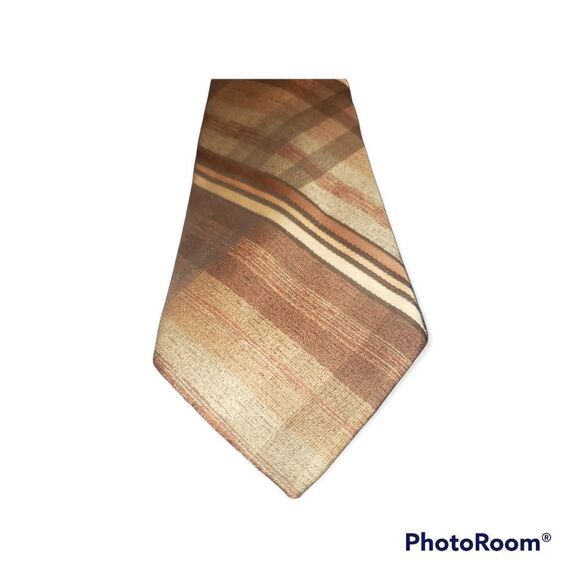 Wemlon By Wembley Brown Stripped Tie - Picture 4 of 6